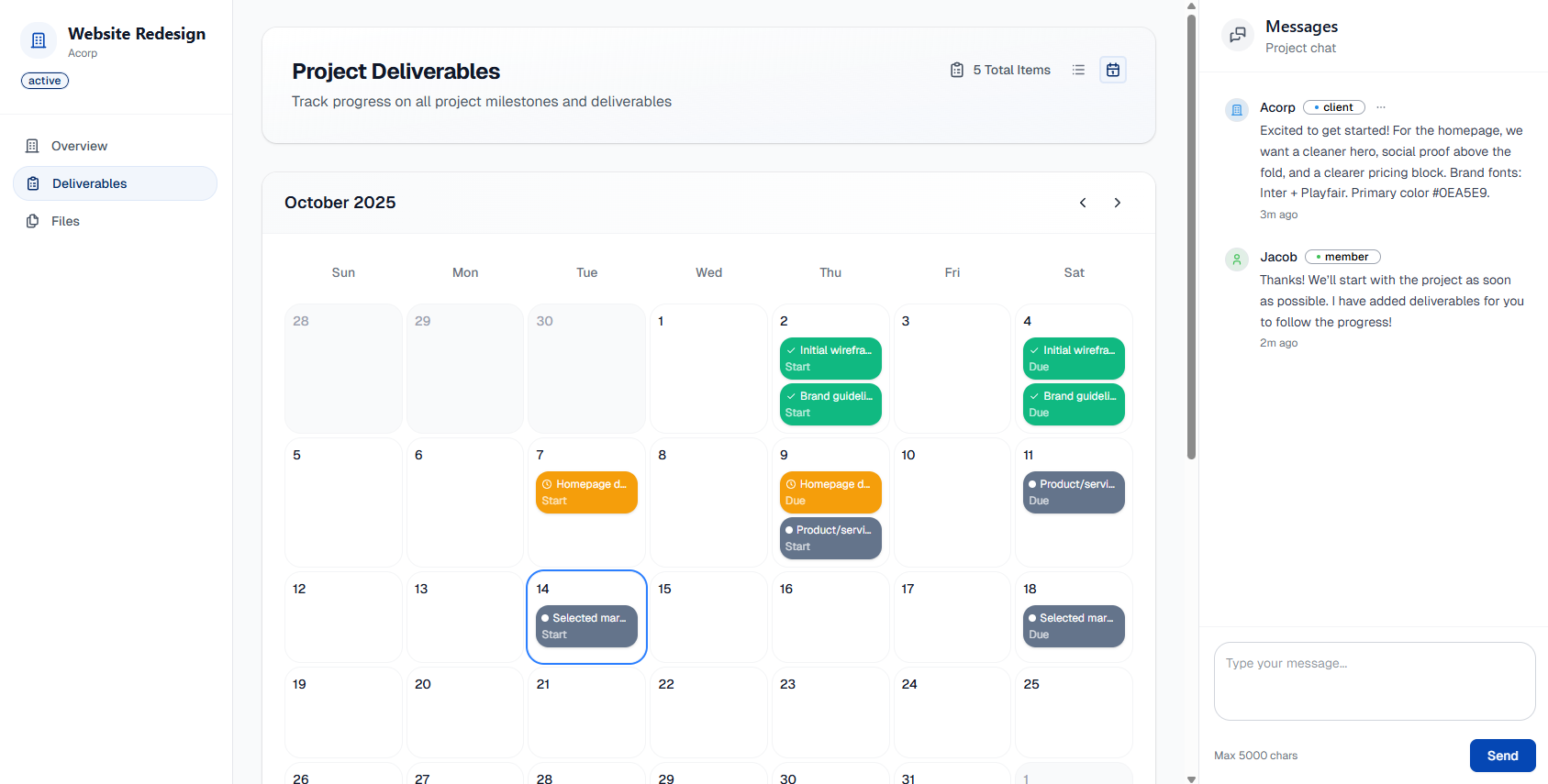 Client portal screenshot